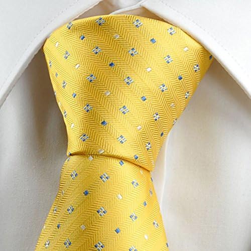 Men’s Yellow Dot Pattern Tie – Classic Business Formal Necktie with Subtle Jacquard Texture, 2.75” Wide