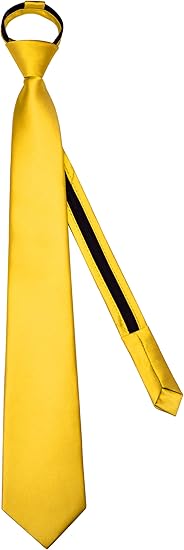 Bright Yellow Zipper Tie for Men – Pre-tied Necktie with Easy Adjustable Fit, Solid Color Business Accessory