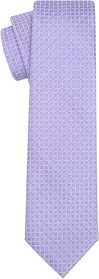 Men’s Light Purple Checkered Tie – Classic Business Formal Necktie, Jacquard Woven, 2.75” Wide