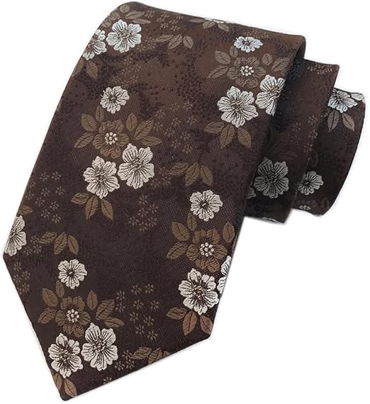 Vintage Brown Floral Necktie for Men – Elegant Business & Formal Accessory