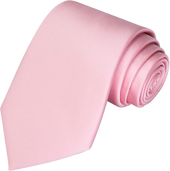 Men’s Formal Pink Necktie – Solid Color Business Tie – 8cm Wide, 145cm Long Satin Polyester – Classic for Weddings, Interviews, Daily Office Wear