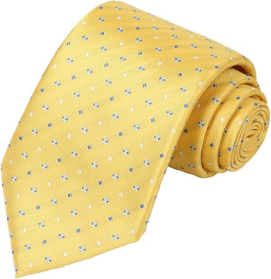 Men’s Yellow Dot Pattern Tie – Classic Business Formal Necktie with Subtle Jacquard Texture, 2.75” Wide
