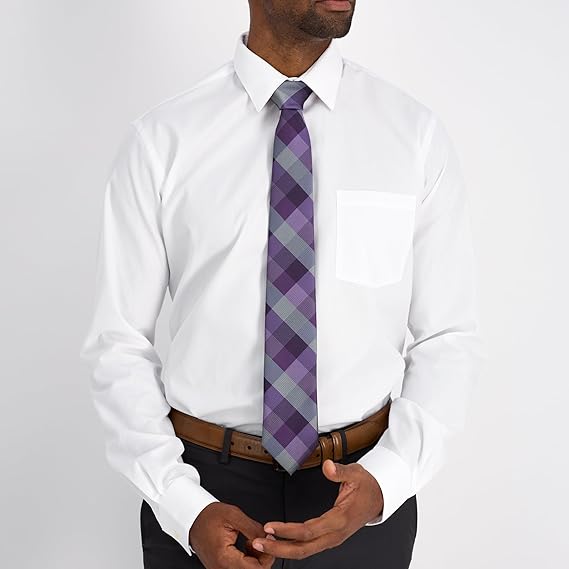 Men’s Purple and Gray Plaid Necktie – Classic Business & Casual Style with Modern Pattern, 57" x 2.75"