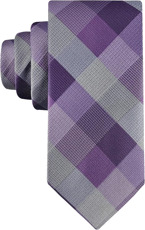 Men’s Purple and Gray Plaid Necktie – Classic Business & Casual Style with Modern Pattern, 57" x 2.75"