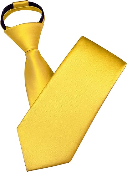 Bright Yellow Zipper Tie for Men – Pre-tied Necktie with Easy Adjustable Fit, Solid Color Business Accessory