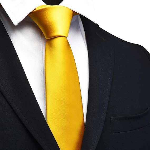 Bright Yellow Zipper Tie for Men – Pre-tied Necktie with Easy Adjustable Fit, Solid Color Business Accessory