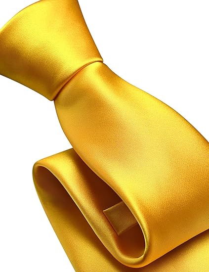 Bright Yellow Zipper Tie for Men – Pre-tied Necktie with Easy Adjustable Fit, Solid Color Business Accessory