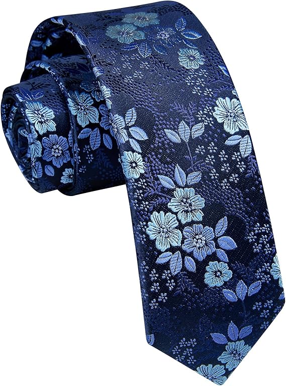 Men's Classic Navy Floral Necktie – Elegant Business & Wedding Accessory