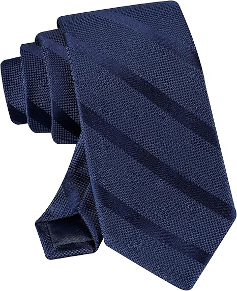 Classic Navy Blue Textured Striped Necktie for Men – 58" Long × 3.35" Wide | Formal Business Tie | Handmade & Durable