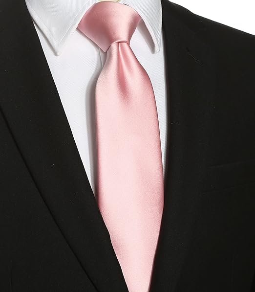 Men’s Formal Pink Necktie – Solid Color Business Tie – 8cm Wide, 145cm Long Satin Polyester – Classic for Weddings, Interviews, Daily Office Wear