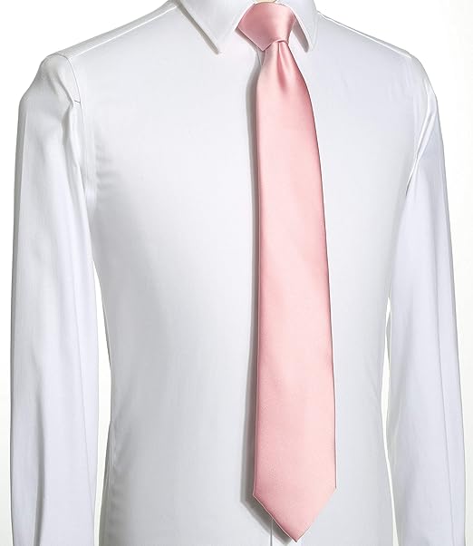 Men’s Formal Pink Necktie – Solid Color Business Tie – 8cm Wide, 145cm Long Satin Polyester – Classic for Weddings, Interviews, Daily Office Wear