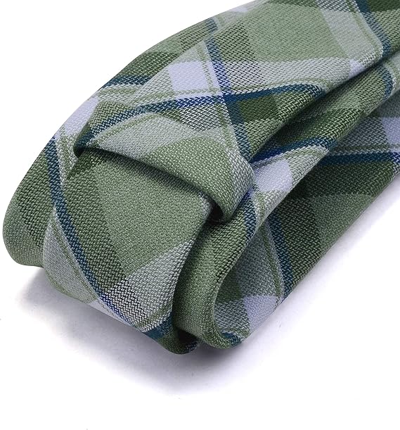 Classic Green Plaid Necktie for Men – 58 Inch Business & Casual Tie