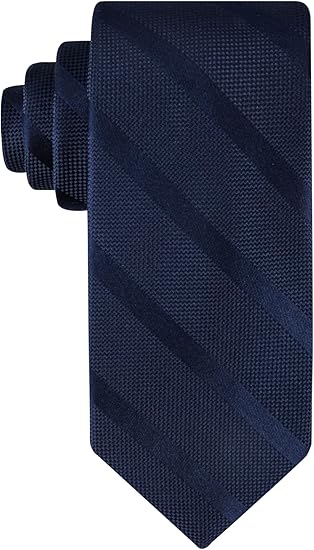 Classic Navy Blue Textured Striped Necktie for Men – 58" Long × 3.35" Wide | Formal Business Tie | Handmade & Durable