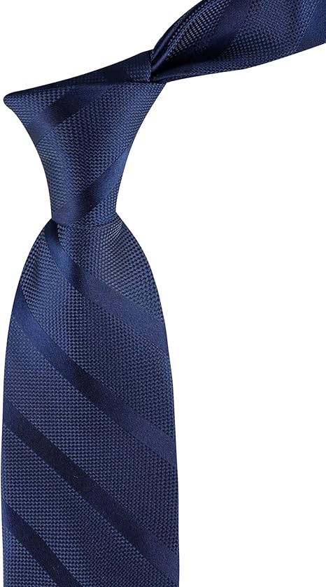 Classic Navy Blue Textured Striped Necktie for Men – 58" Long × 3.35" Wide | Formal Business Tie | Handmade & Durable