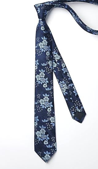 Men's Classic Navy Floral Necktie – Elegant Business & Wedding Accessory