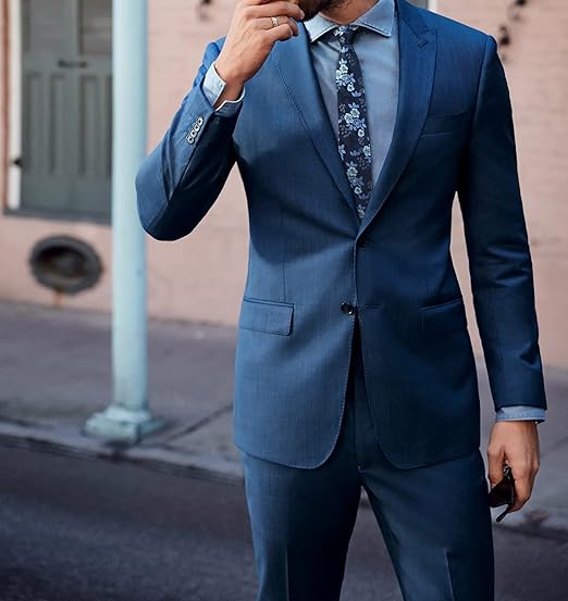 Men's Classic Navy Floral Necktie – Elegant Business & Wedding Accessory