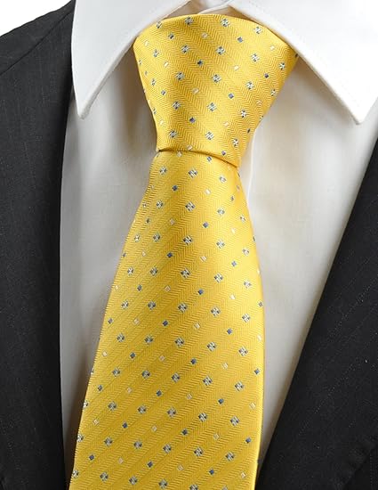 Men’s Yellow Dot Pattern Tie – Classic Business Formal Necktie with Subtle Jacquard Texture, 2.75” Wide