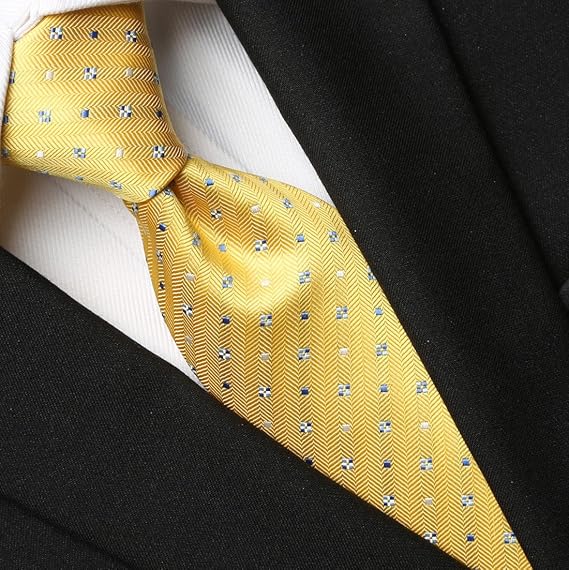 Men’s Yellow Dot Pattern Tie – Classic Business Formal Necktie with Subtle Jacquard Texture, 2.75” Wide