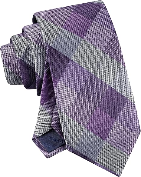 Men’s Purple and Gray Plaid Necktie – Classic Business & Casual Style with Modern Pattern, 57" x 2.75"